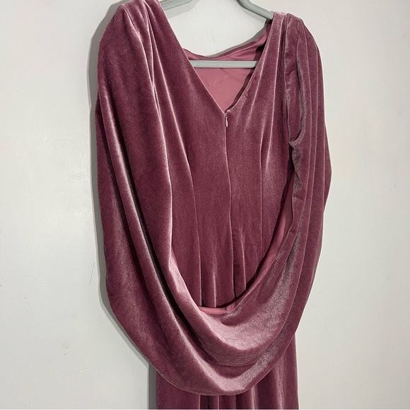 Betsy & Adam mauve pink velvet dress & cape cocktail MOB formal evening size 6 - Picture 10 of 13